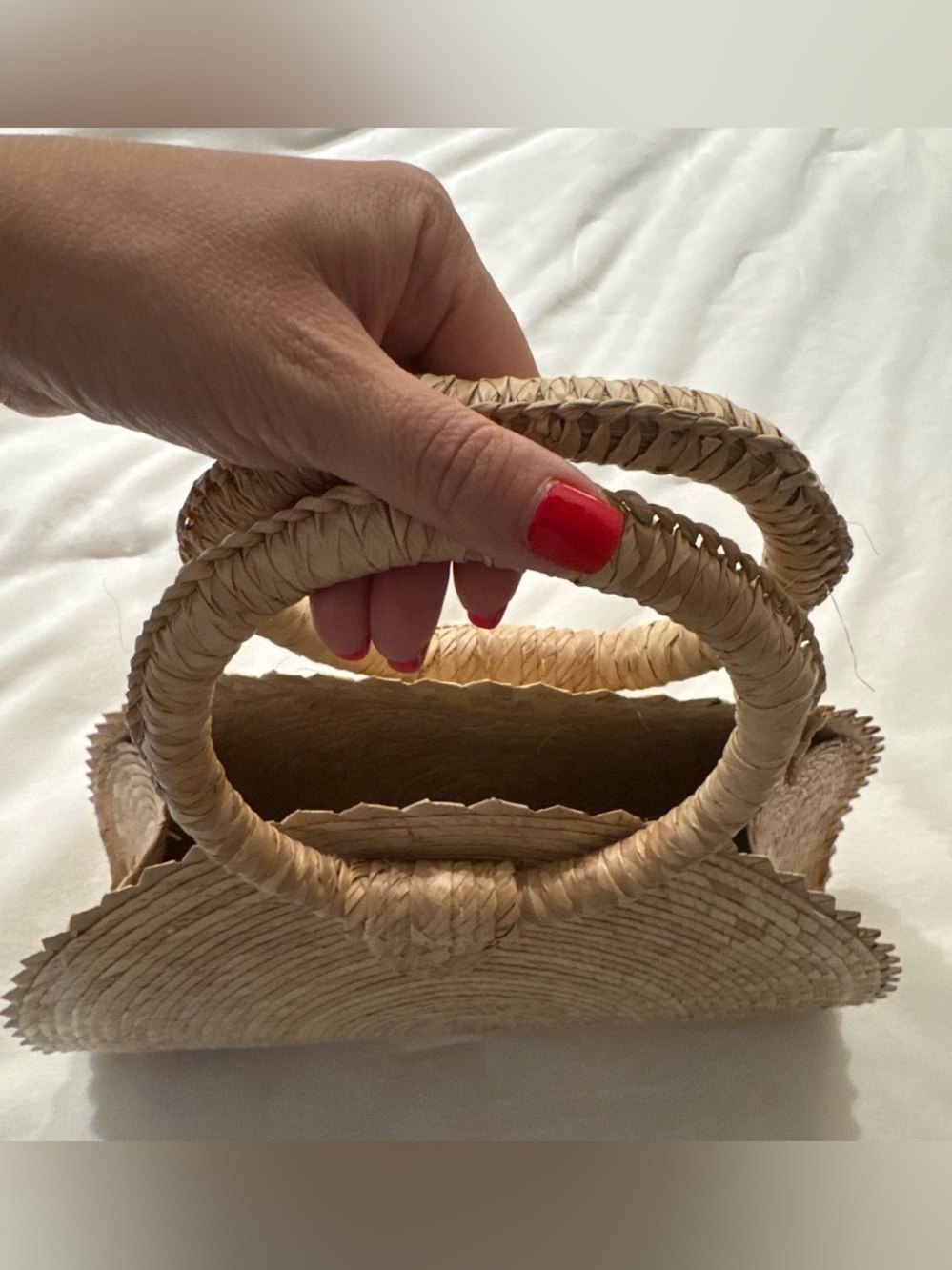 Lulu's Natural Straw Half-Moon bag with Round Handle - Beige - Picture 4 of 4
